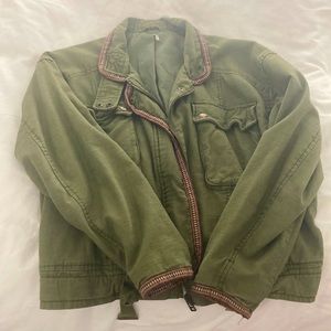 Free people army green bomber jacket